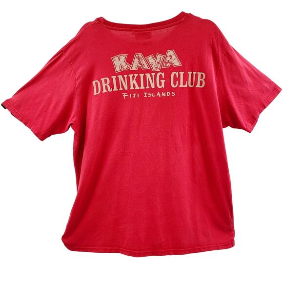 Fiji Islands Relax Fit Red KAVA DRINKING CLUB Graphic T-Shirt Men's Size 2XL - Picture 2 of 8